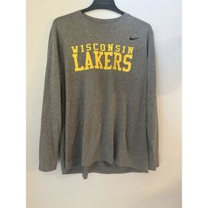 Wisconsin Lakers Shirt‎ Mens 2X  Gray Nike Dri-Fit Crewneck Long Sleeve